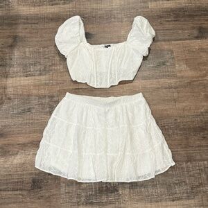 Wild Fable White Eyelet Corset and Skirt Set - Large